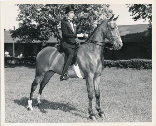 Madonna Buder, SFCC, riding Wally Highland in June 1948
